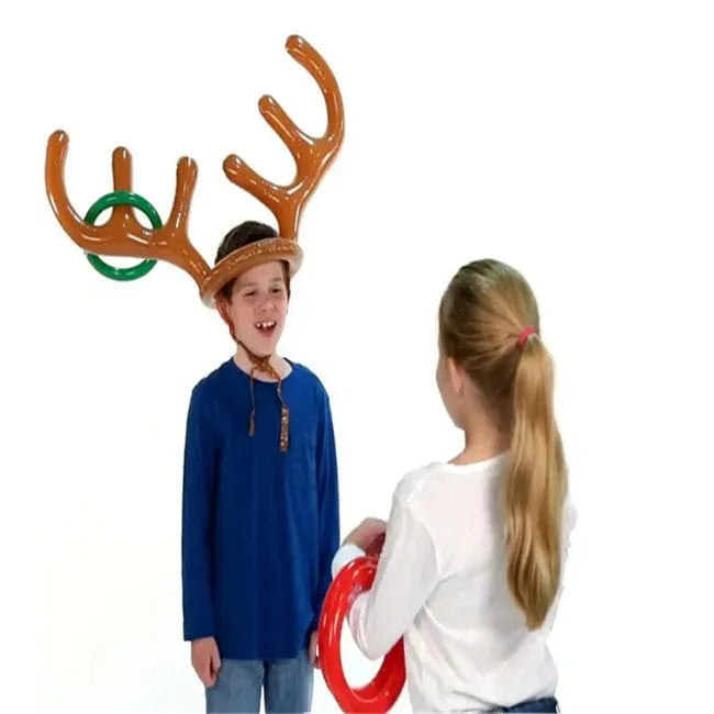 Christmas Game Inflatable Reindeer Antler Hat Ring Toss Christmas Gift - Bellarte Enchanté Christmas Game Inflatable Reindeer Antler Hat Ring Toss Christmas Gift